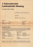 3. Internationales Leichtathletik-Meeting 13. August 1939 in Zuerich, Stadion Letzigrund, Offizielles Programm