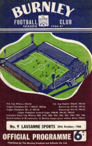 Burnley FC - FC Lausanne-Sports, 25.10. 1966, Coupe UEFA, Turf Moor, Official Programme