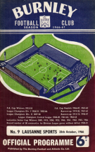 Burnley FC - FC Lausanne-Sports, 25.10. 1966, Coupe UEFA, Turf Moor, Official Programme