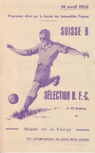 Suisse B - Selection Bourgogne Franche-Comté (FC Sochaux), 14.4. 1935, Stade de la Forge, Programme officiel
