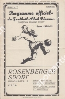 FC Biel-Bienne - FC Minerva Bern, 4.11. 1928, Schweizer Cup 2. Hauptrunde, Stadion Gurzelen, Offizielles Programm