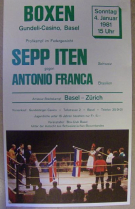 Boxen Gundeli-Casino, Basel 4.1. 1981 / Sepp Iten (CH) gegen Antonio Franca (BRA) (Plakat)