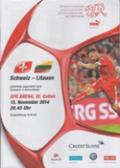 Schweiz - Litauen, 15.11. 2014, EURO Qualf. 2016, AFG Arena St.Gallen, Offizielles Programm