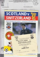 Scotland - Switzerland, 8.9. 1993, WC-Qualf. USA 94, Pittodrie Stadium, Official Programme