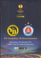 BSC Young Boys - SK Slovan Bratislava, 18.9. 2014, EL- Group stage, Stade de Suisse, Offizielles Programm