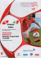 Schweiz - Italien, 9.4. 2016, Qualf. Frauen EURO 2017, Tissot Arena Biel/Bienne, Offizielles Programm