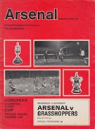 Arsenal - Grasshoppers Zürich, 3.11. 1971, European Champions Cup, Highbury, Official Programme