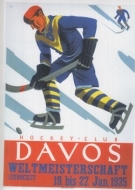 Eishockey Weltmeisterschaft Davos 19. 27. Jan. 1935 (Vintage Repro Plakat gestaltet von Willy Trapp)