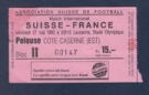 Suisse - France, 27. Mai. 1992, Friendly, Lausanne, Stade Olympique (Ticket - Pelouse)