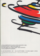 Championnats d’Europe de patinage artistique Lausanne 20 - 26 Janvier 1992, Programme + Startliste