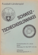 Schweiz-Tschechoslowakei, Basel, St.Jakob, 24.Mai 1977, 20 Uhr (Matchprogramm)