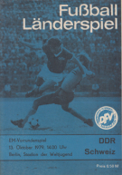 DDR - Schweiz, 13.10. 1979, EM-Vorrundendspiel, Berlin Stadion der Weltjugend, Offizielles Programm