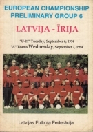 Latvija - Irija (Ireland), 7 Sept. 1994, Qualf. EC, Riga?, Official Programme