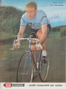 Rudi Altig - Eddy Merckx (2 Orig. Autographs on offical big size publicity card of cycling team G.S. Salvarini)