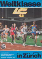 Weltklasse Zürich - Internationales Leichtathletik-Meeting Stadion Letzigrund - 19. Aug. 1992, Offizielles Programm